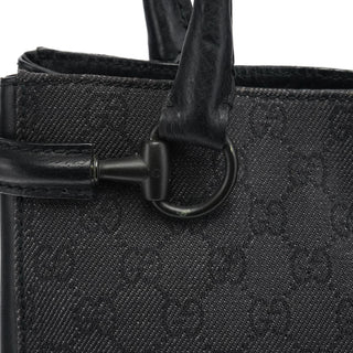 Gucci Anthracite Denim GG Horsebit Tote Bag