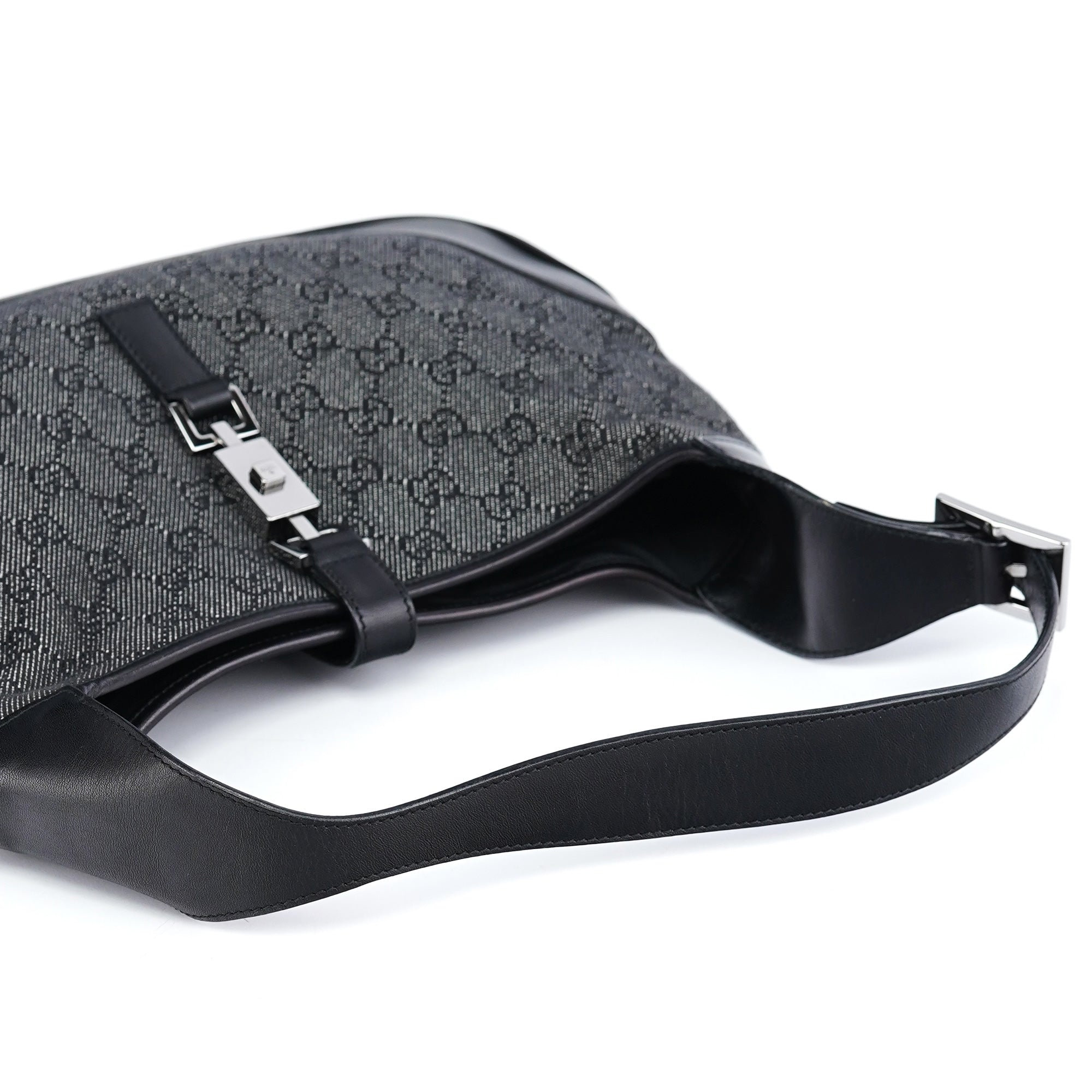 Gucci Sac porté épaule Jackie en denim GG anthracite