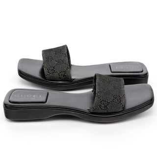 Gucci Anthracite GG Platform Slides EU 35.5