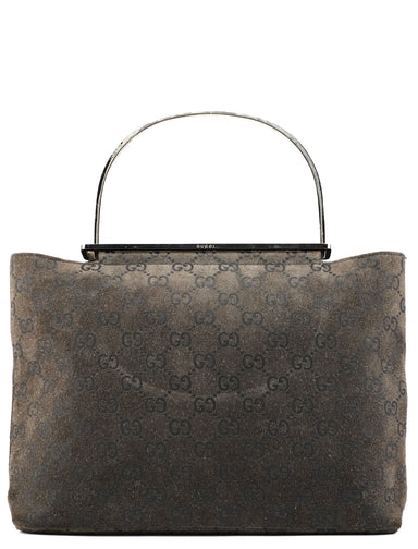 Gucci Anthracite GG Suede Metal Handle Bag