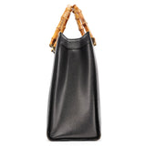 Gucci Anthracite Leather Diana Bamboo Tote Bag