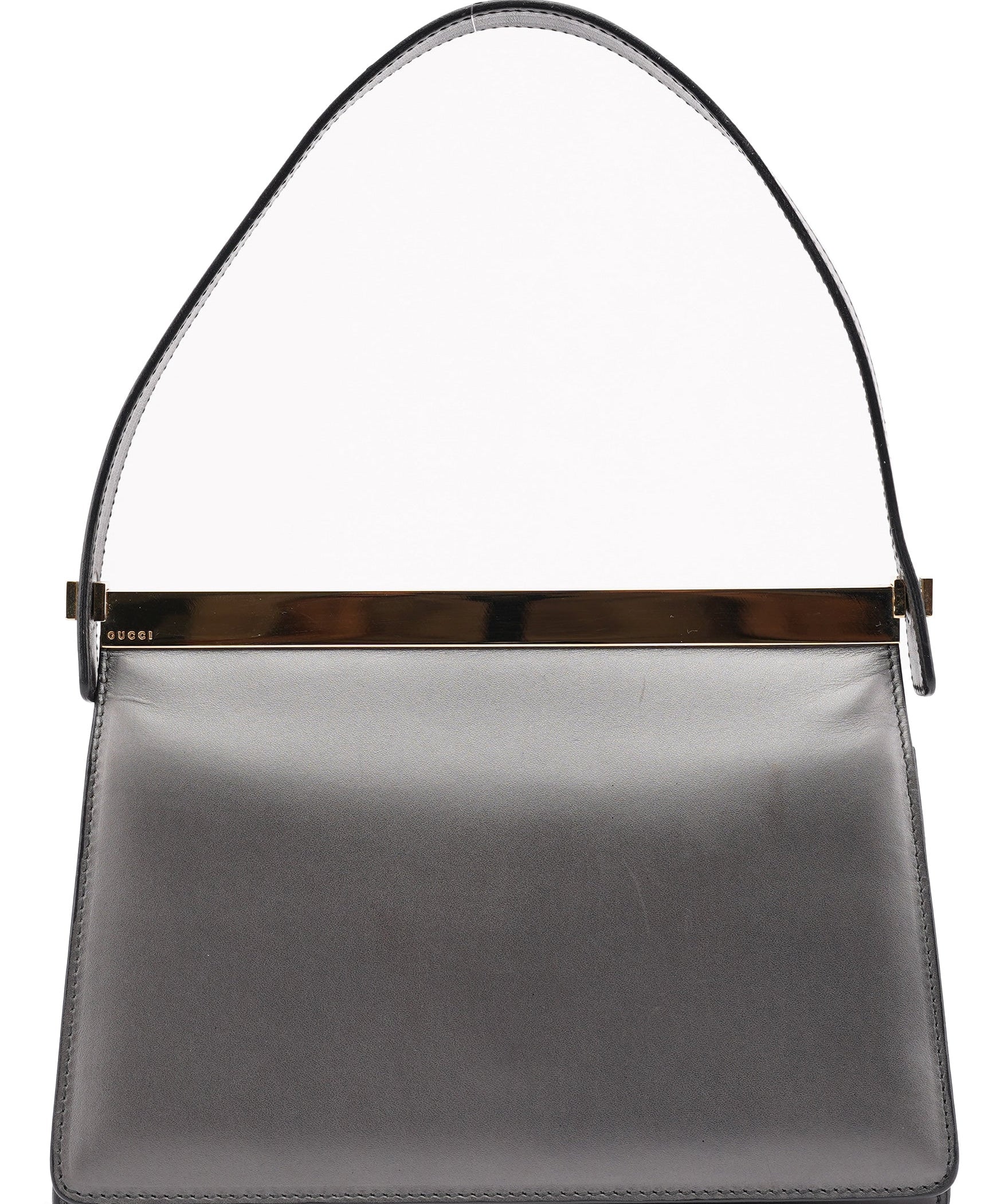 Gucci Borsa a spalla con cornice metallica in pelle antracite