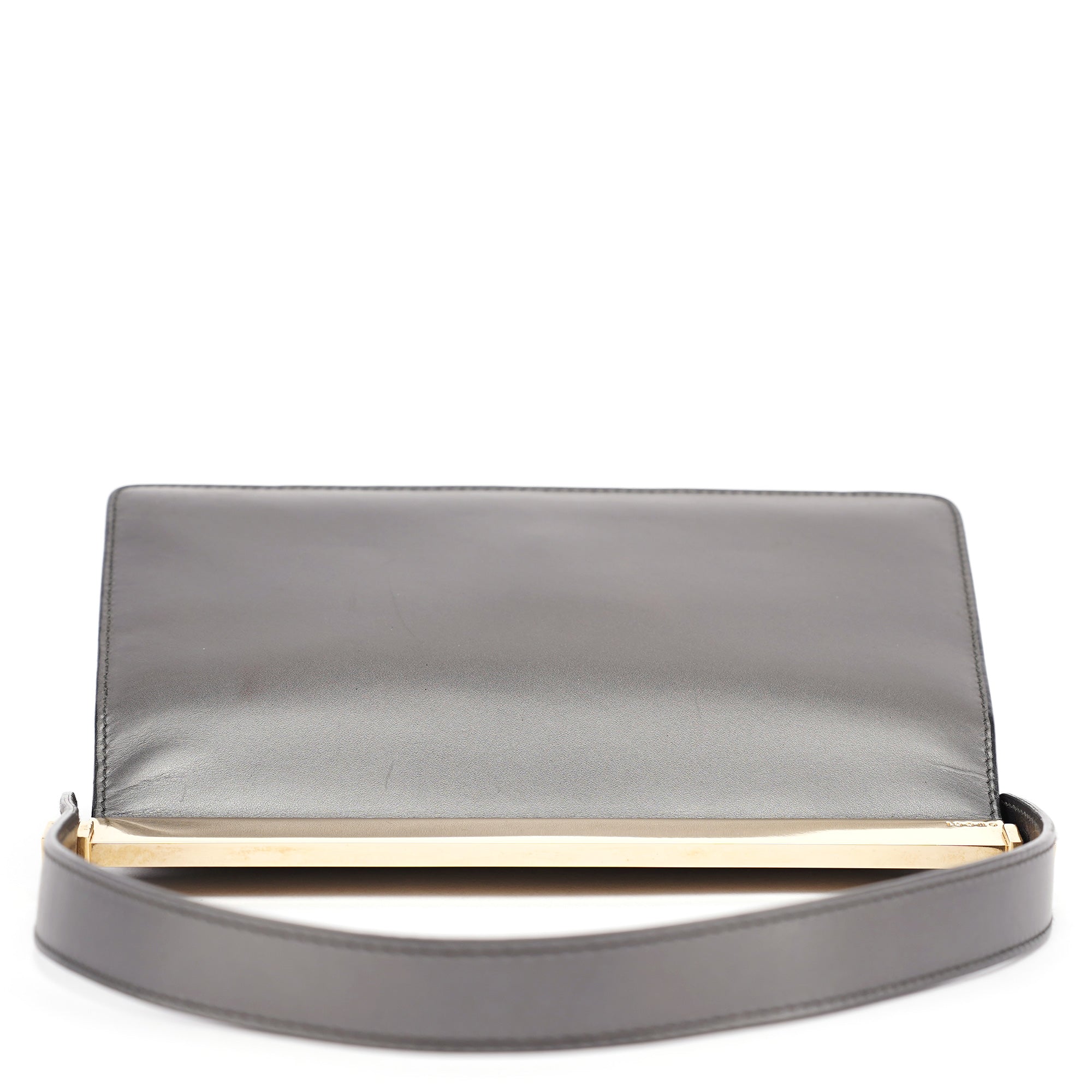 Gucci Anthracite Leather Frame Shoulder Bag