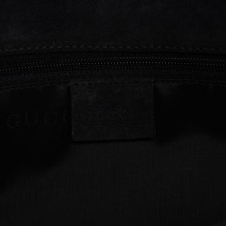 Gucci Anthracite Suede Bamboo Shoulder Bag
