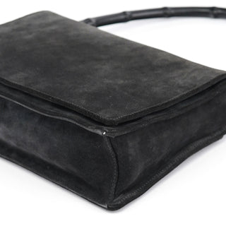 Gucci Anthracite Suede Bamboo Shoulder Bag