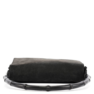 Gucci Anthracite Suede Bamboo Shoulder Bag