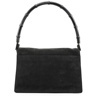 Gucci Anthracite Suede Bamboo Shoulder Bag
