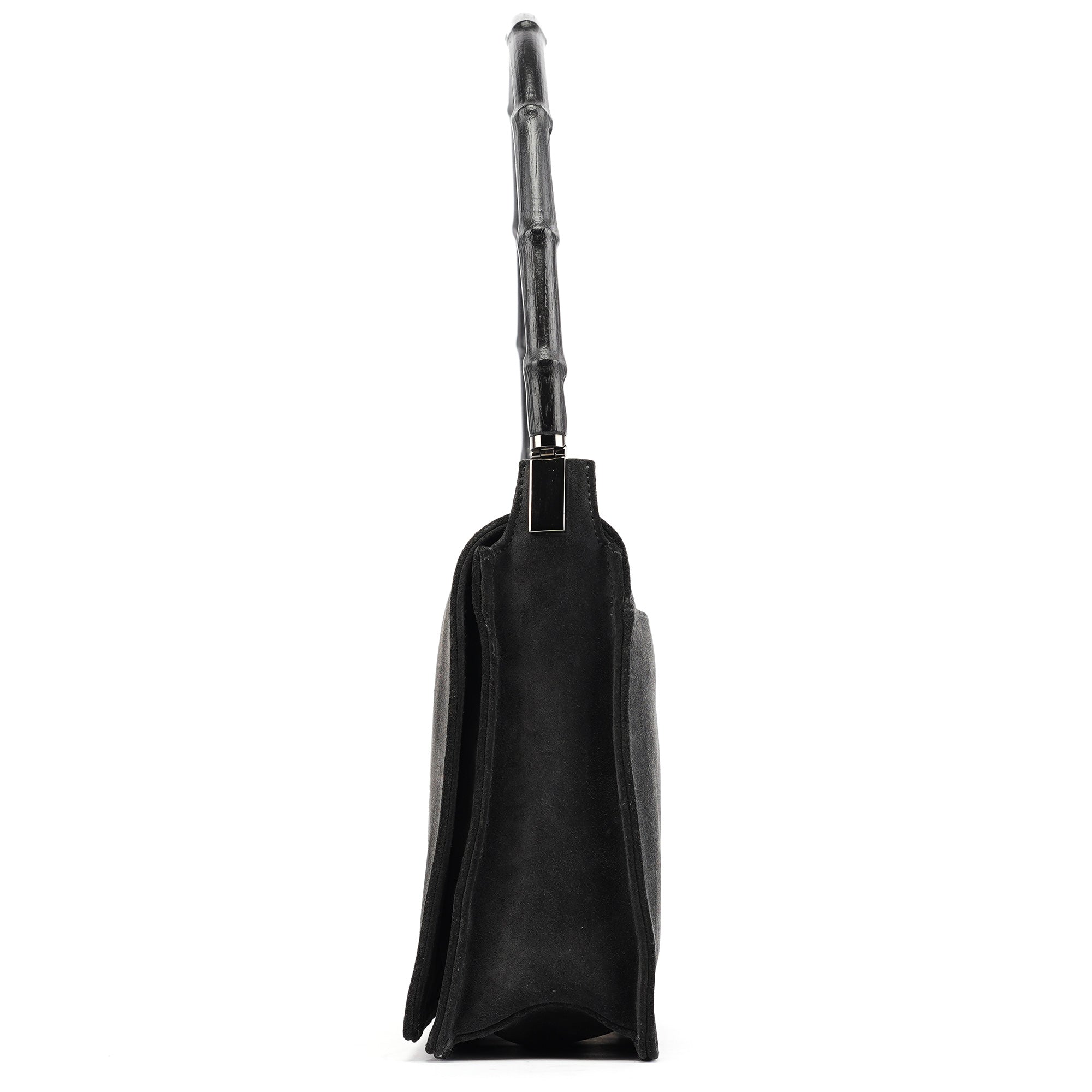 Gucci Sac porté épaule Bamboo en daim anthracite