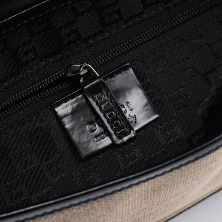 Gucci Beige Black Canvas Jackie Shoulder Bag