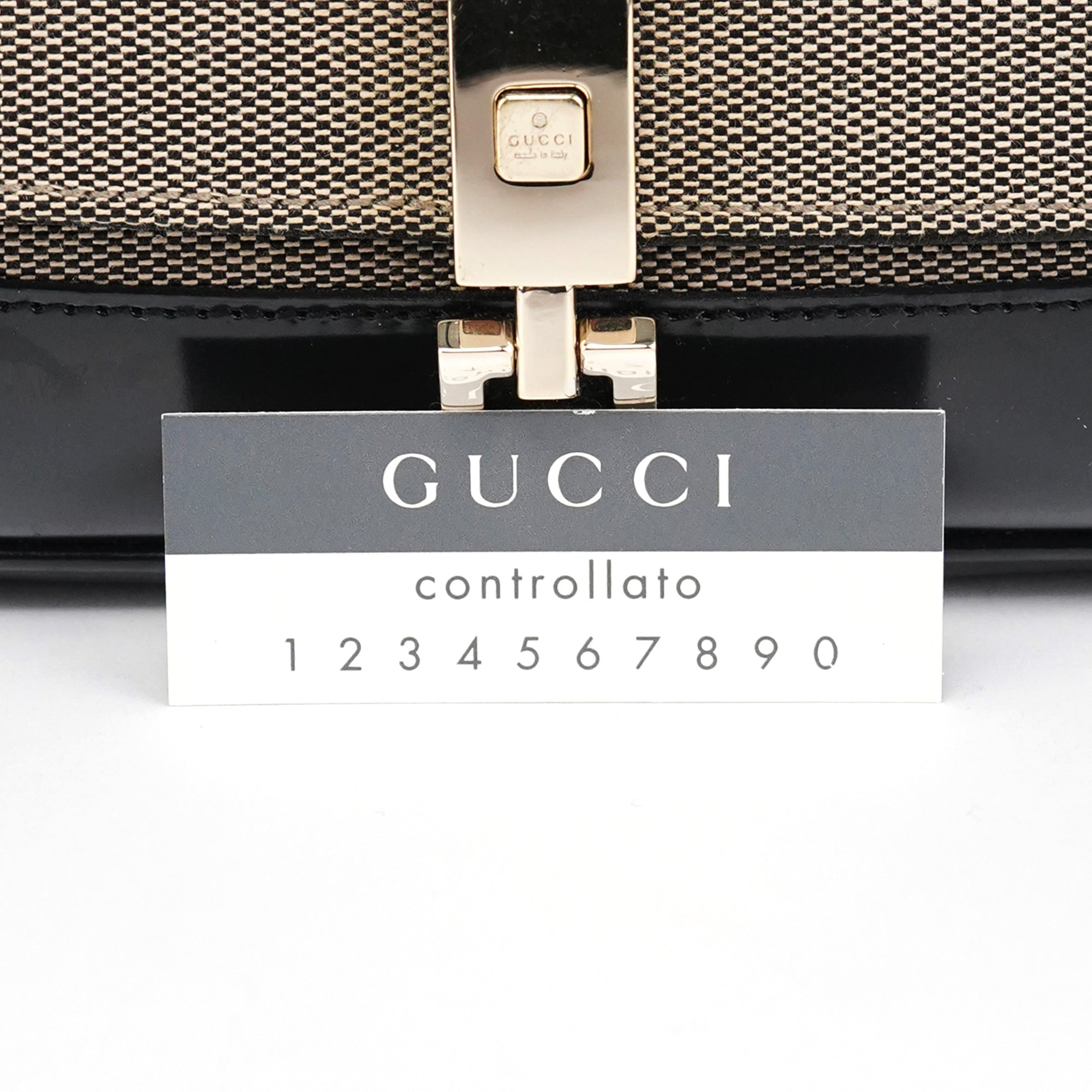 Gucci Beige Black Canvas Jackie Shoulder Bag