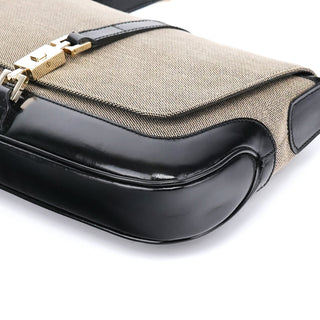 Gucci Beige Black Canvas Jackie Shoulder Bag