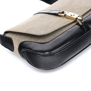 Gucci Beige Black Canvas Jackie Shoulder Bag