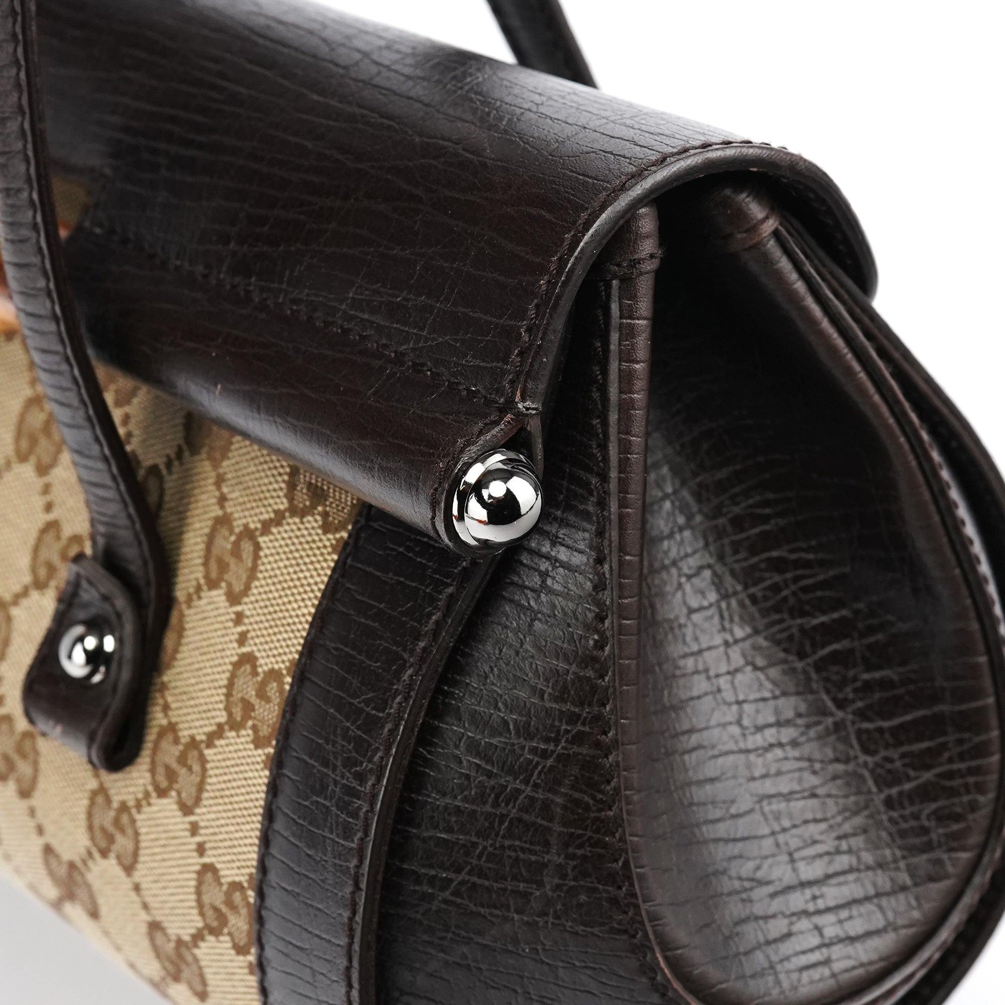 Gucci Sac porté épaule Bamboo Bullet en toile GG beige et marron