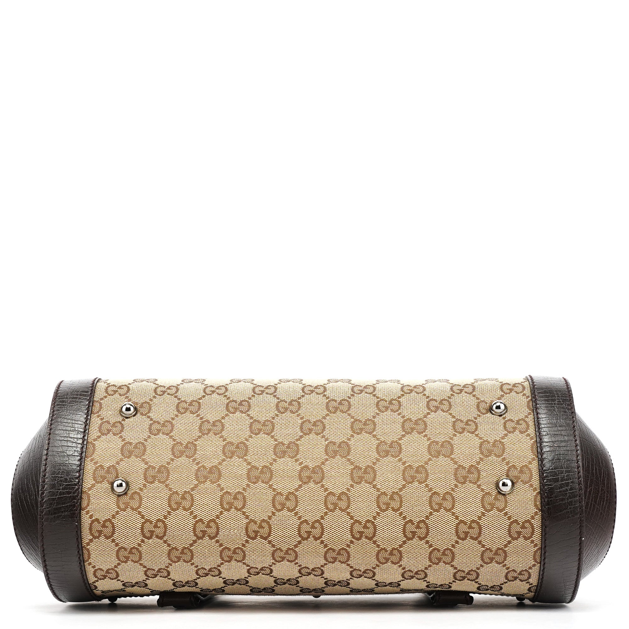 Gucci Sac porté épaule Bamboo Bullet en toile GG beige et marron
