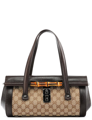 Gucci Beige Brown GG Bamboo Bullet Shoulder Bag