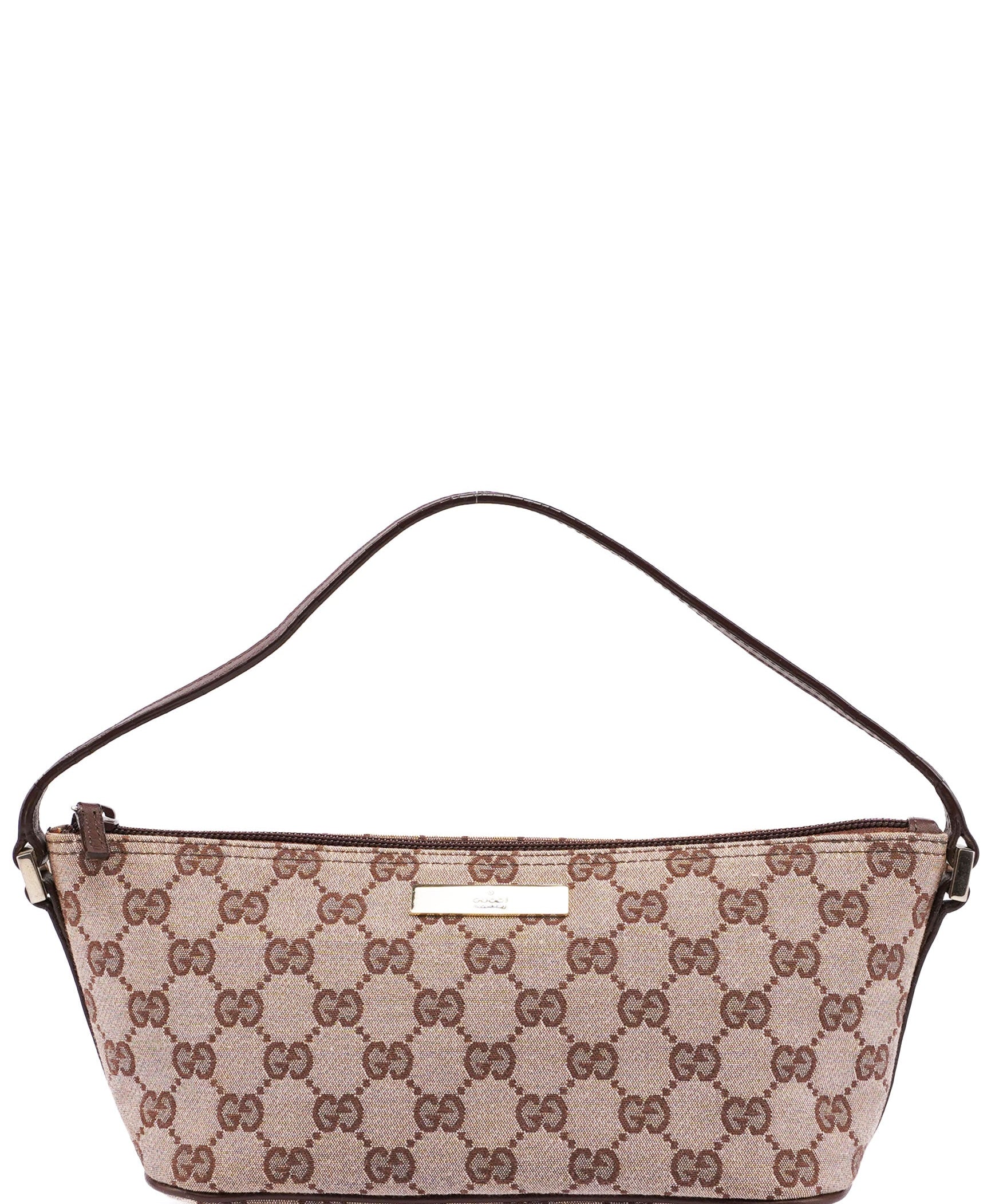 Gucci Beige Brown GG Boat Pochette