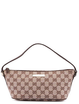 Gucci Beige Brown GG Boat Pochette