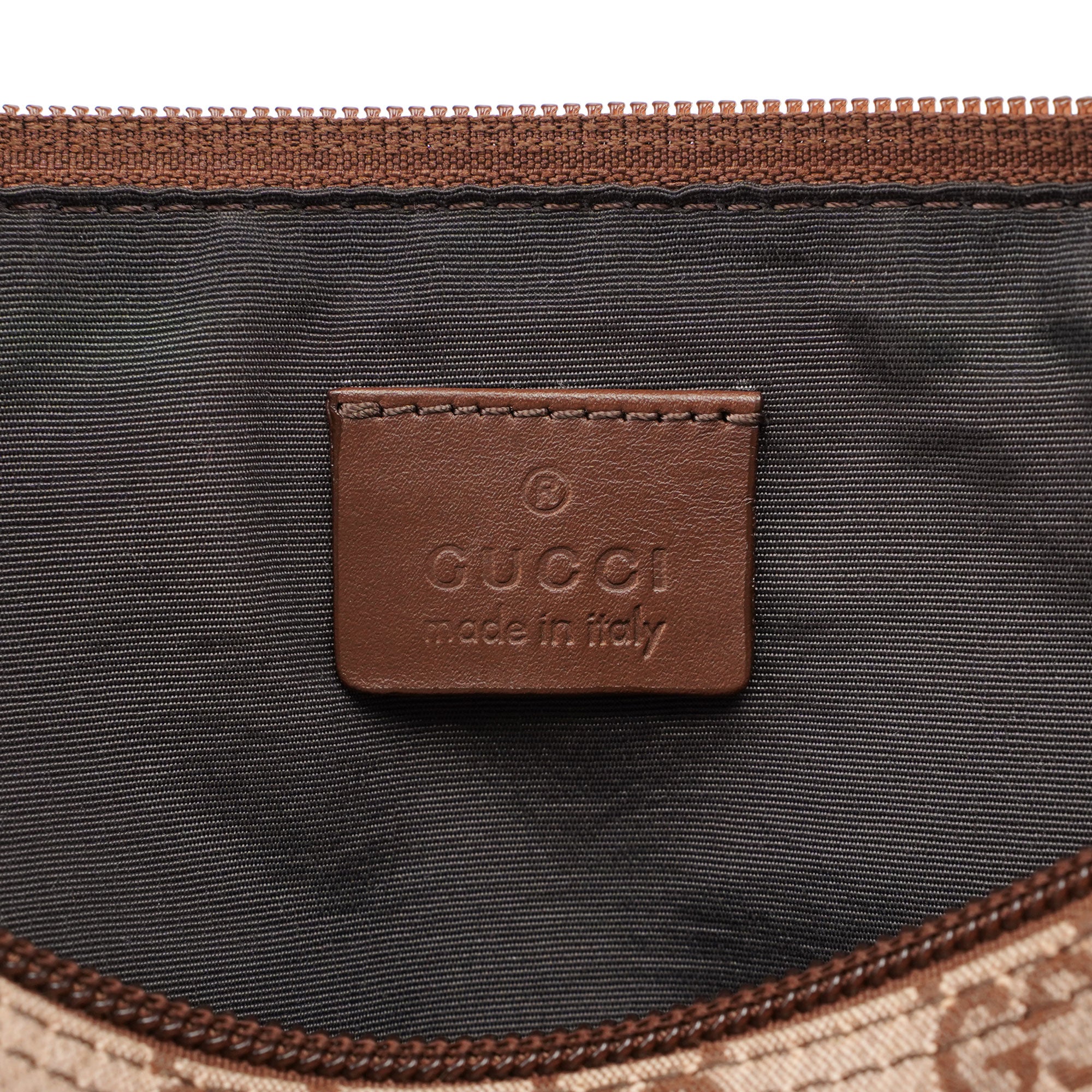 Gucci Beige Brown GG Boat Pochette