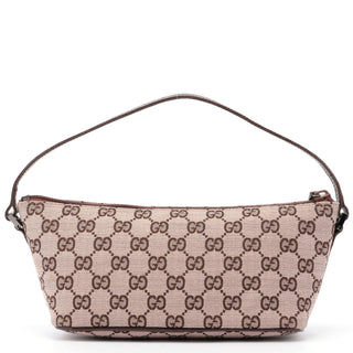 Gucci Beige Brown GG Boat Pochette