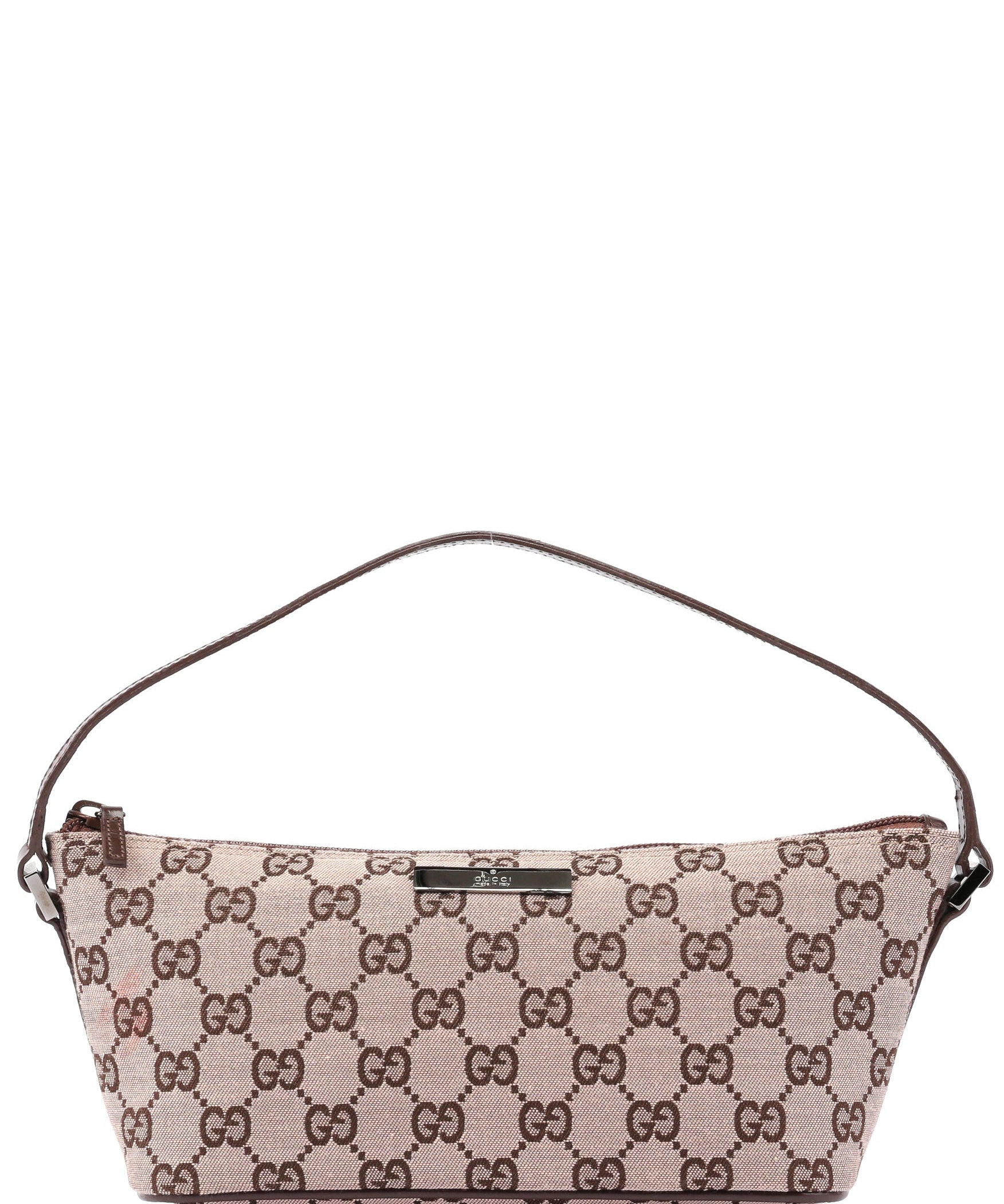 Gucci Beige Brown GG Boat Pochette