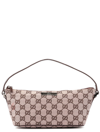 Gucci Beige Brown GG Boat Pochette