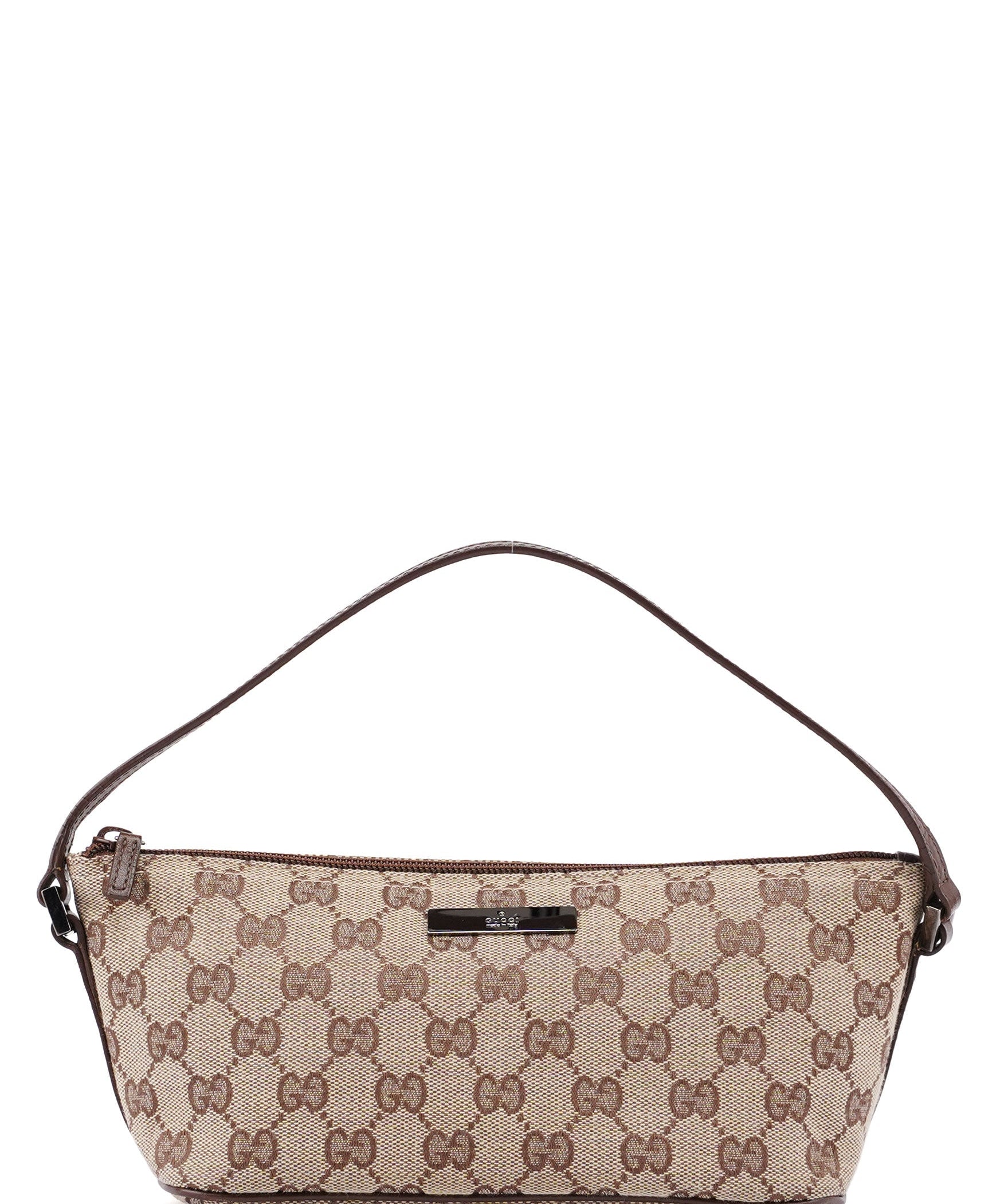 Gucci Beige Brown GG Boat Pochette