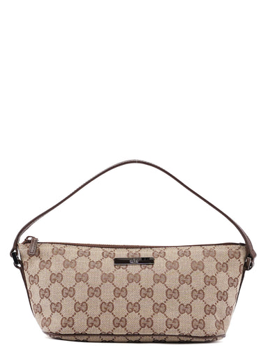 Gucci Beige Brown GG Boat Pochette