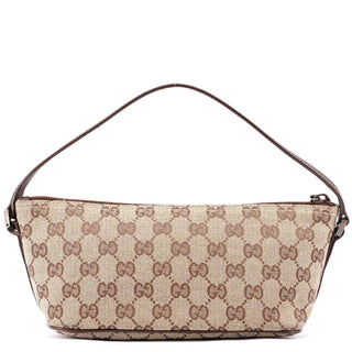 Gucci Beige Brown GG Boat Pochette