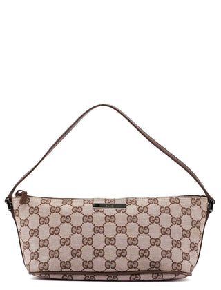 Gucci Beige Brown GG Boat Pochette