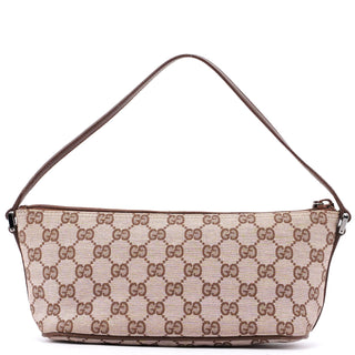 Gucci Beige Brown GG Boat Pochette