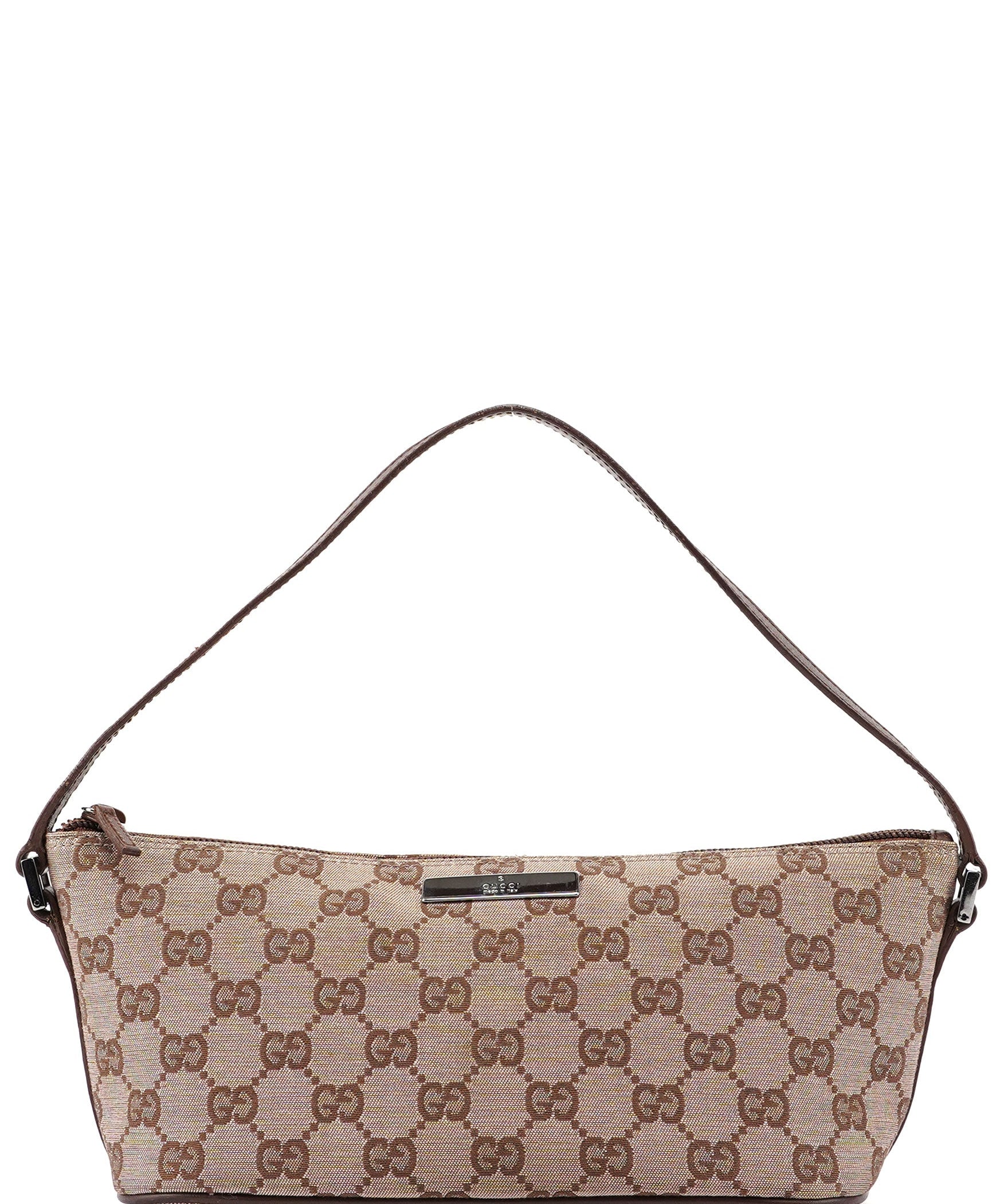 Gucci Beige Brown GG Boat Pochette