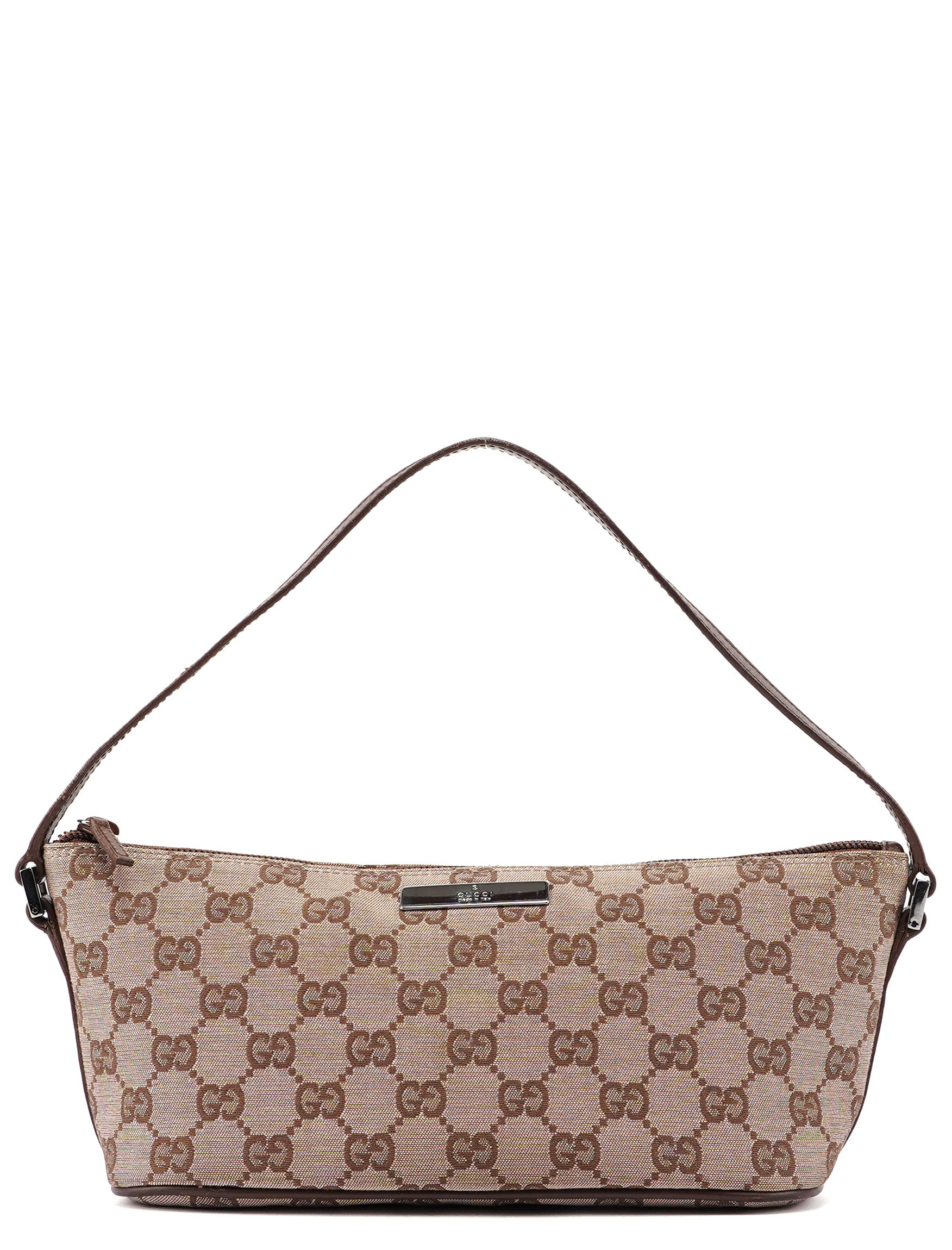 Gucci Beige Brown GG Boat Pochette