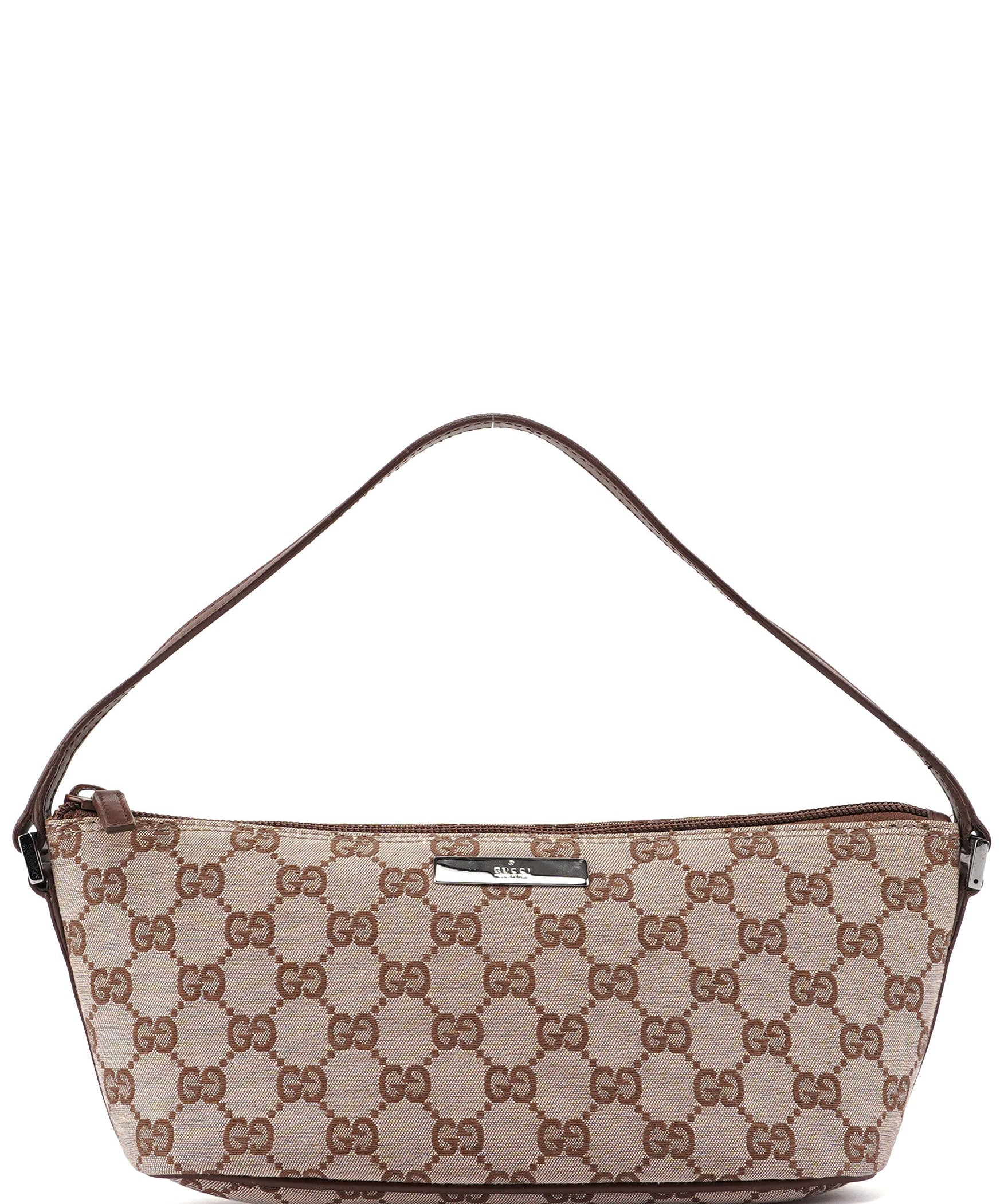 Gucci Beige Brown GG Boat Pochette