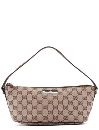 Gucci Beige Brown GG Boat Pochette