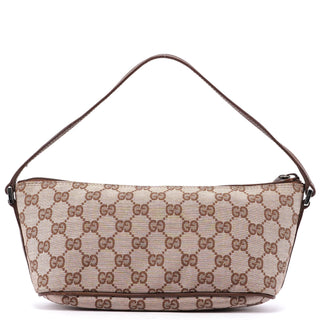 Gucci Beige Brown GG Boat Pochette