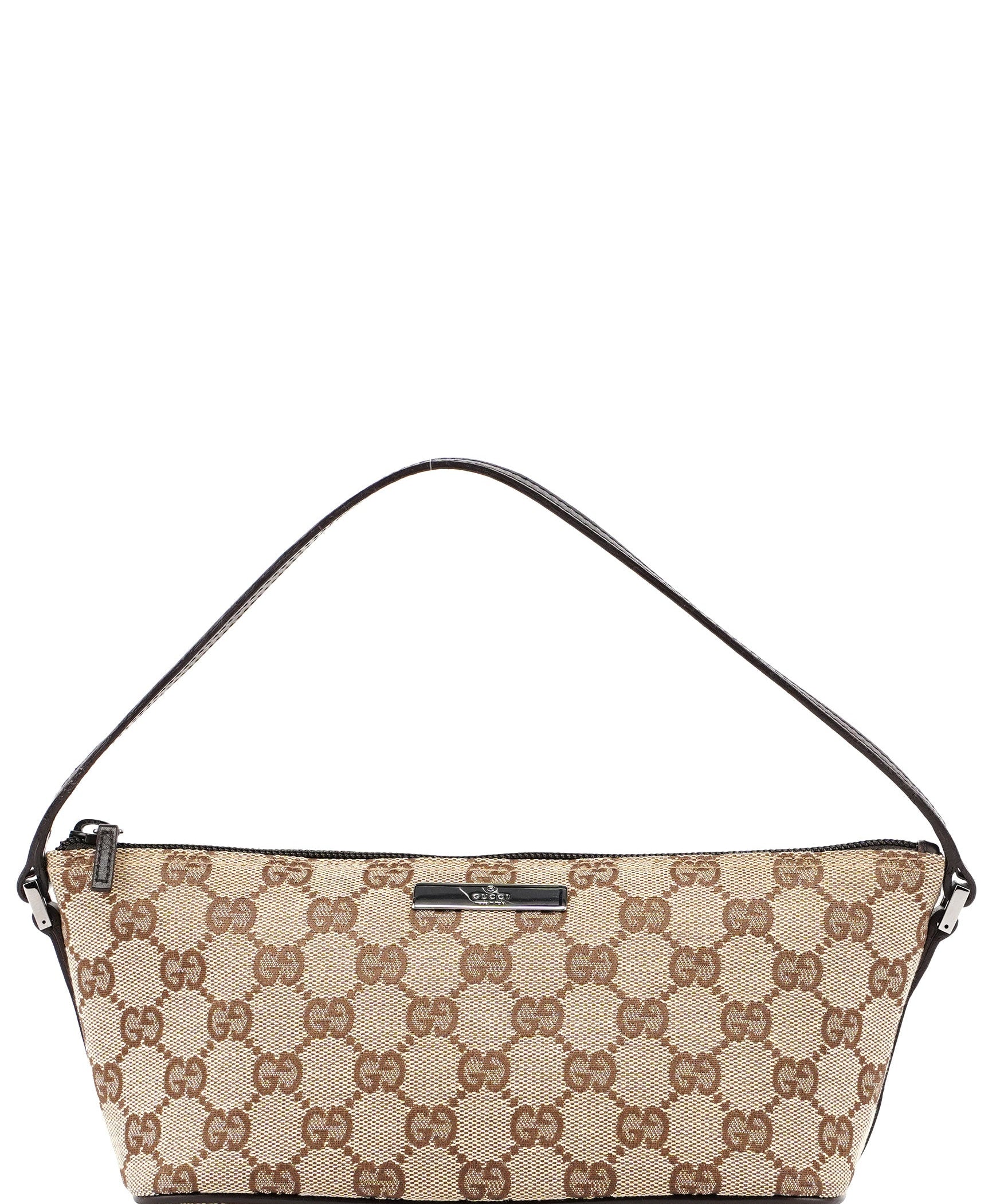 Gucci Beige Brown GG Boat Pochette
