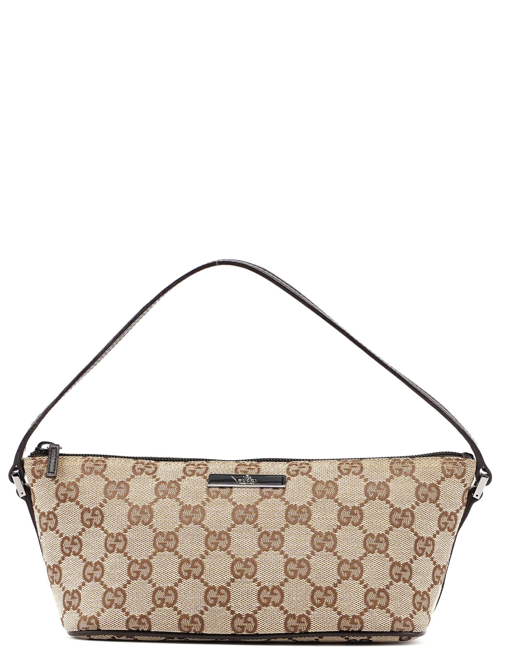 Gucci Beige Brown GG Boat Pochette