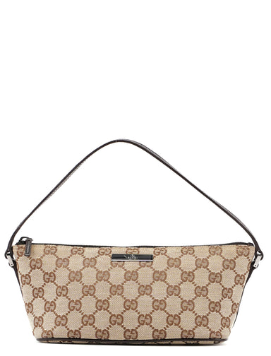 Gucci Beige Brown GG Boat Pochette