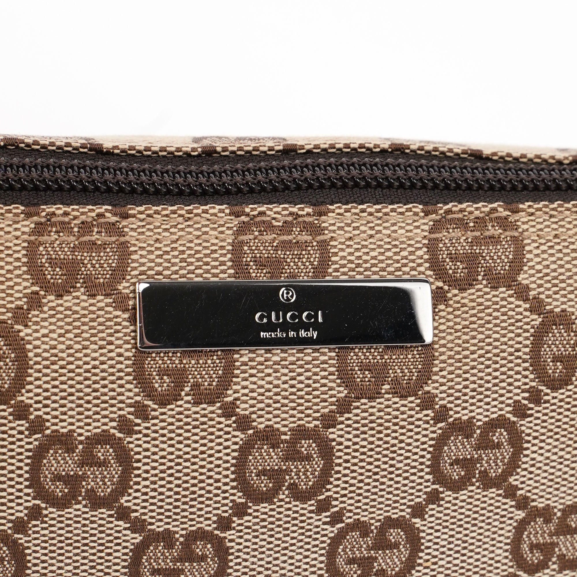 Gucci Beige Brown GG Boat Pochette