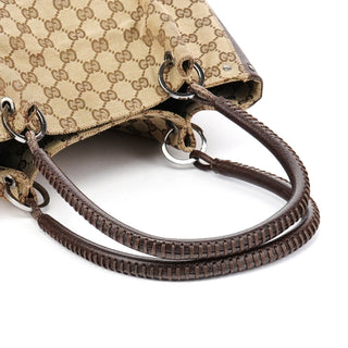 Gucci Beige Brown GG Leather Tote Bag