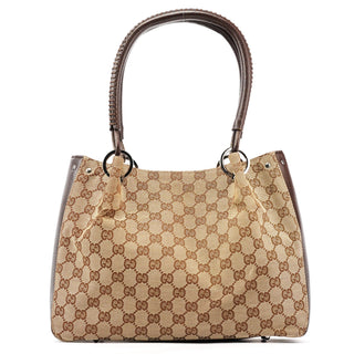 Gucci Beige Brown GG Leather Tote Bag