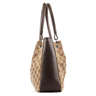 Gucci Beige Brown GG Leather Tote Bag
