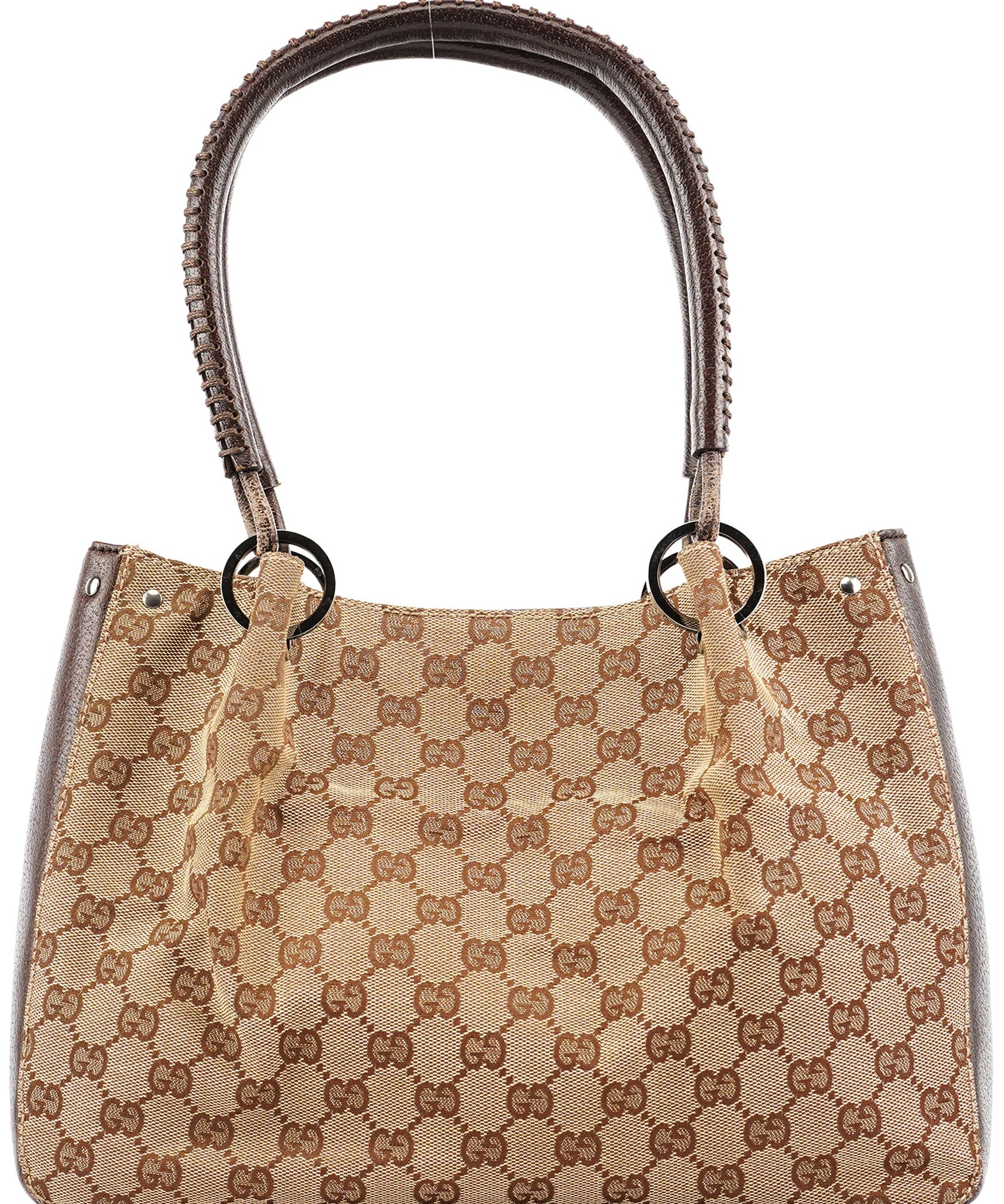 Gucci Tote i beige och brun GG-canvas med läder