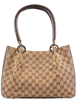 Gucci Beige Brown GG Leather Tote Bag