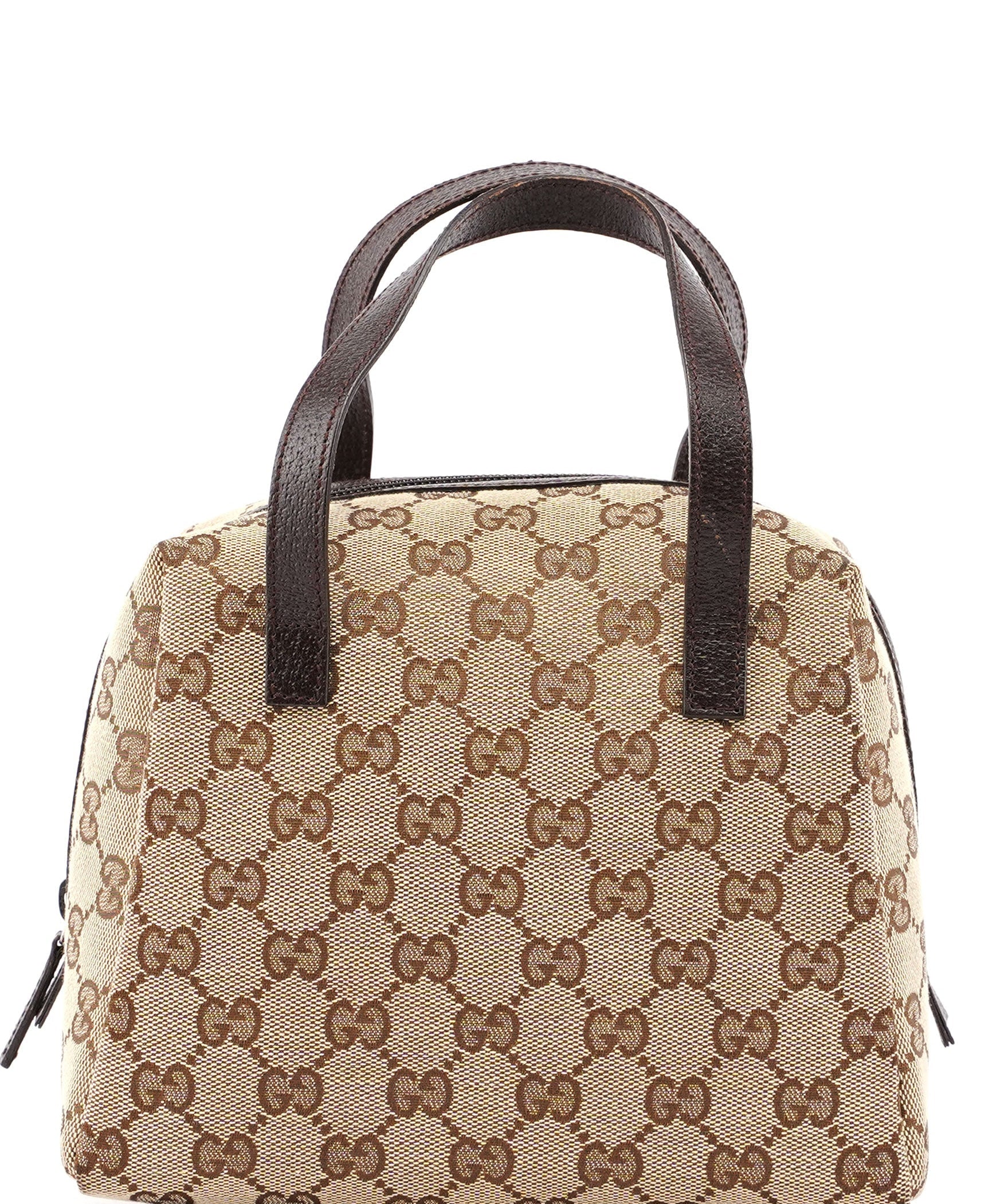 Gucci Beige Brown GG Small Bowling Bag