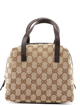 Gucci Beige Brown GG Small Bowling Bag