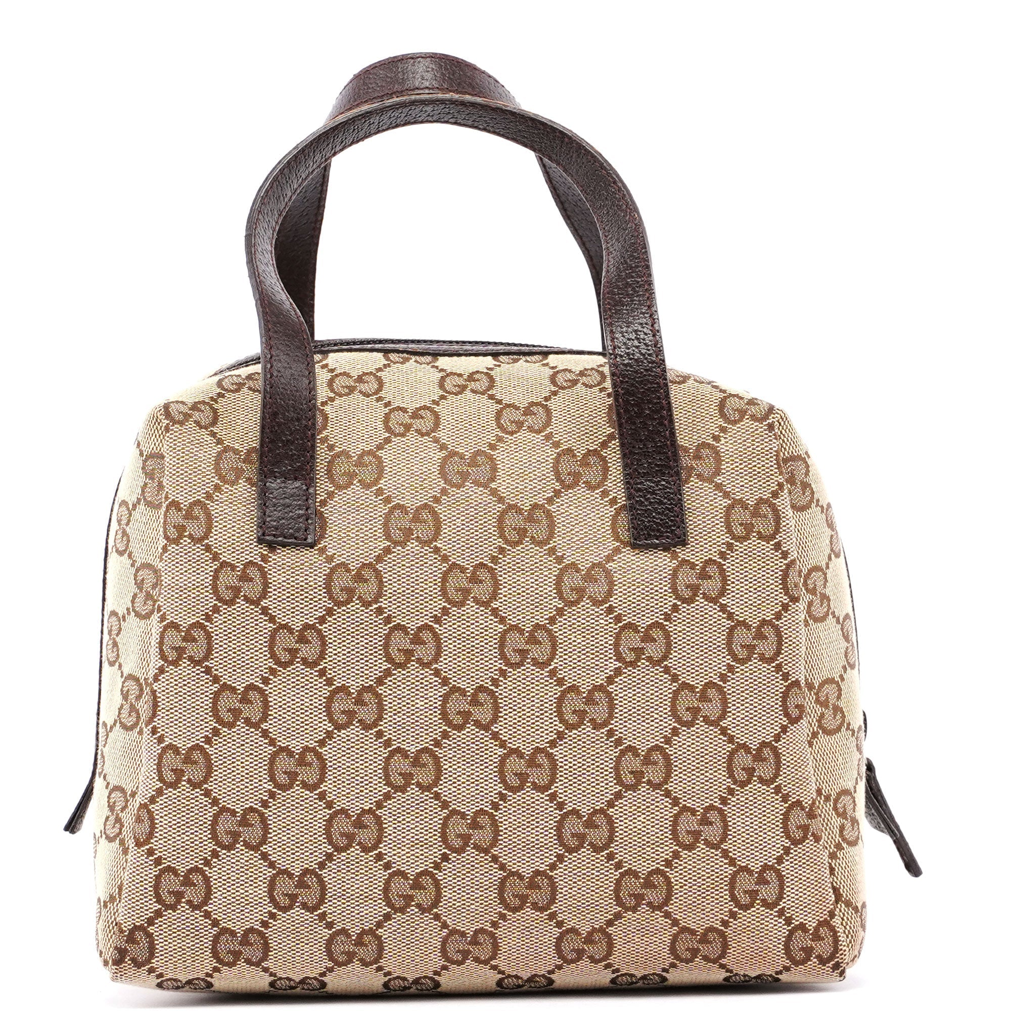 Gucci Beige Brown GG Small Bowling Bag