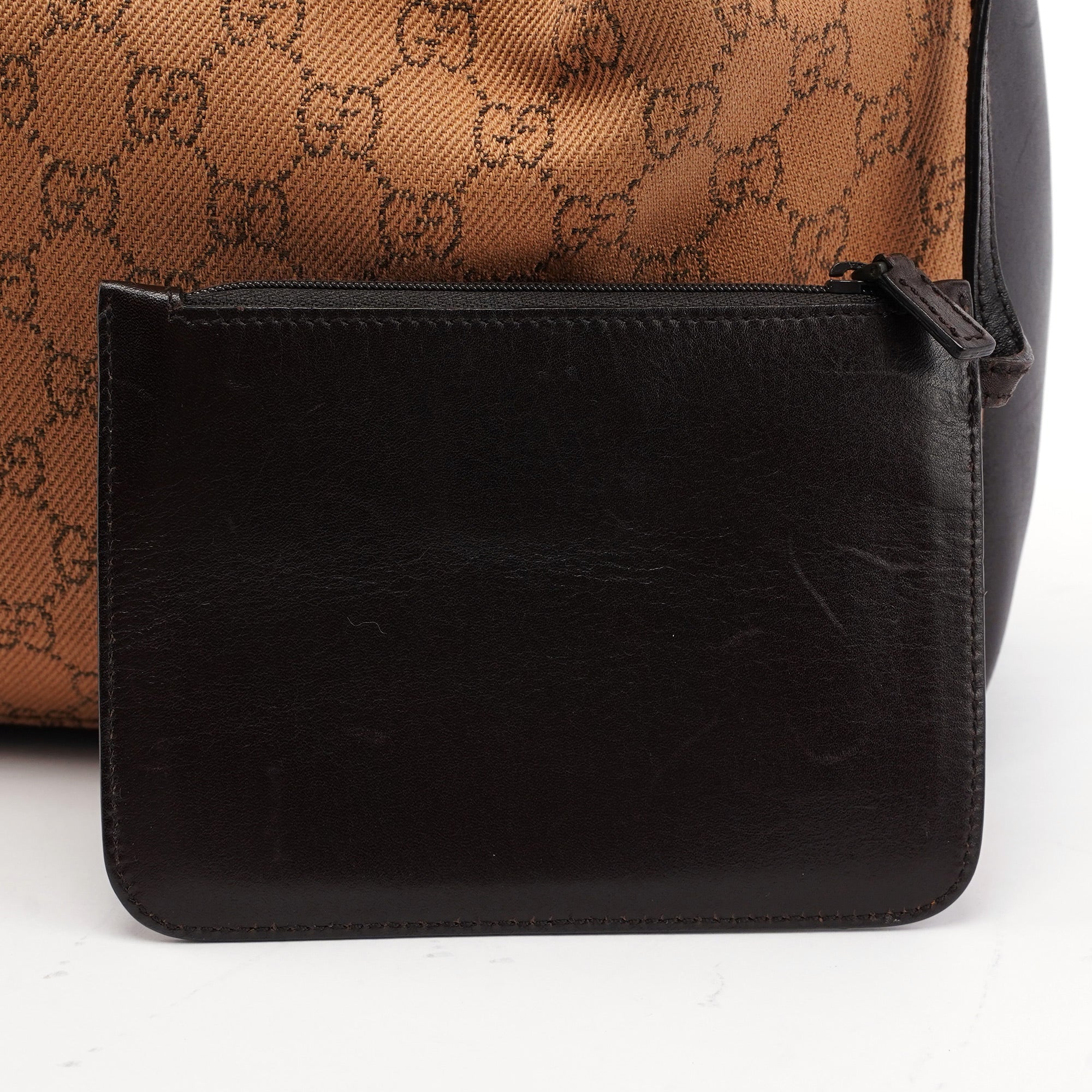 Gucci Beige Brown GG Tote With Pouch