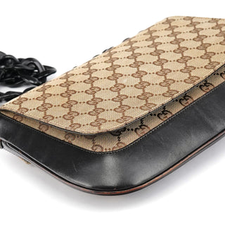 Gucci Beige Brown GG Wood Chain Shoulder Bag