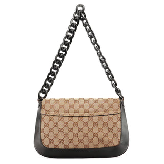 Gucci Beige Brown GG Wood Chain Shoulder Bag